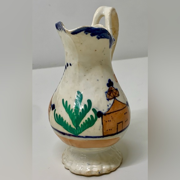 19th Century Antique Gaudy Welsh Village Pattern Creamer Pitcher Jug - Picture 4 of 16